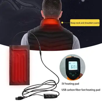 5V USB Giysi isıtma pedi Karbon Fiber Hızlı Isıtmalı Kumaş Yelek Ceket Isıtma Levhası Pedleri Boyun Omuzlar Göbek İsıtıcı