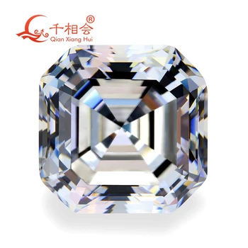 0.5-5ct EF renk beyaz asscher şekli elmas kesim moissanit gevşek taş taş qianxianghui