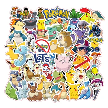 10/50 adet Pokemon Pikachu Anime Çıkartmalar Karikatür Kawaii Su Geçirmez Çıkartmalar Kaykay Bisiklet Gitar Dizüstü Çocuklar Sticker Oyuncaklar
