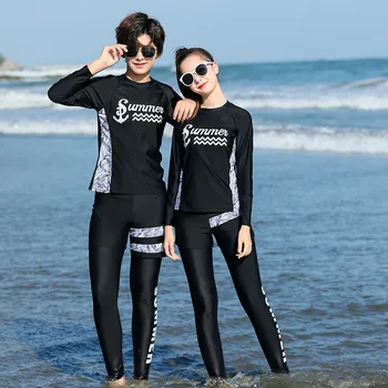 3 adet / takım Çocuklar Gençlik Uzun Kollu UV Güneş Koruma Döküntü Guard Tops ve Dipleri Tam Vücut Güneş Takım Elbise Mayo Gömlek Sandıklar Tayt