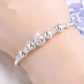 Yeni Kore Moda 925 Ayar Gümüş Şanslı Boncuk Bilezik Kadınlar İçin Bilezikler Lüks Tasarımcı Parti düğün takısı Hediyeler 4