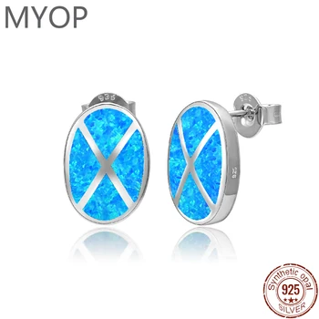 MYOP 925 Ayar Gümüş Moda Eardrop Yunan Tasarım Mizaç Sentetik Opal Küpe Kadınlar için Güzel Takı Hediye Parti